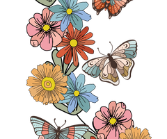 Retro butterflies and flowers